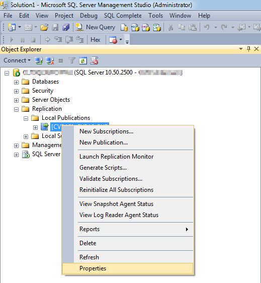 Opening the Publication Properties Dialog Box